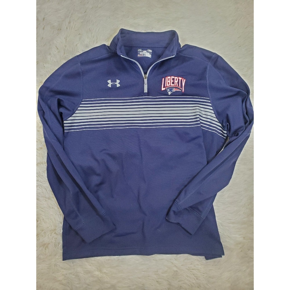 New England Patroits Sweater Mens Large‎ Under Armour Blue 1/4 Zip Pullover
